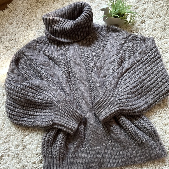 Fate Sweaters - Fate Dark Grey lilac oversized wide sleeve bellsleeve fashion turtleneck…